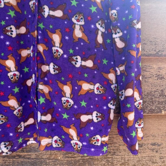 Disney Chip & Dale Womens Purple Fleece Button-Up Pajama Top L - Picture 6 of 12